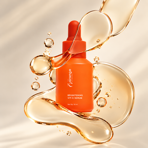 Orange Skincare Brightening Vit-C Serum with golden serum textures